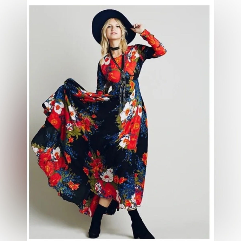 Free People First Kiss Floral Maxi Dress size Large